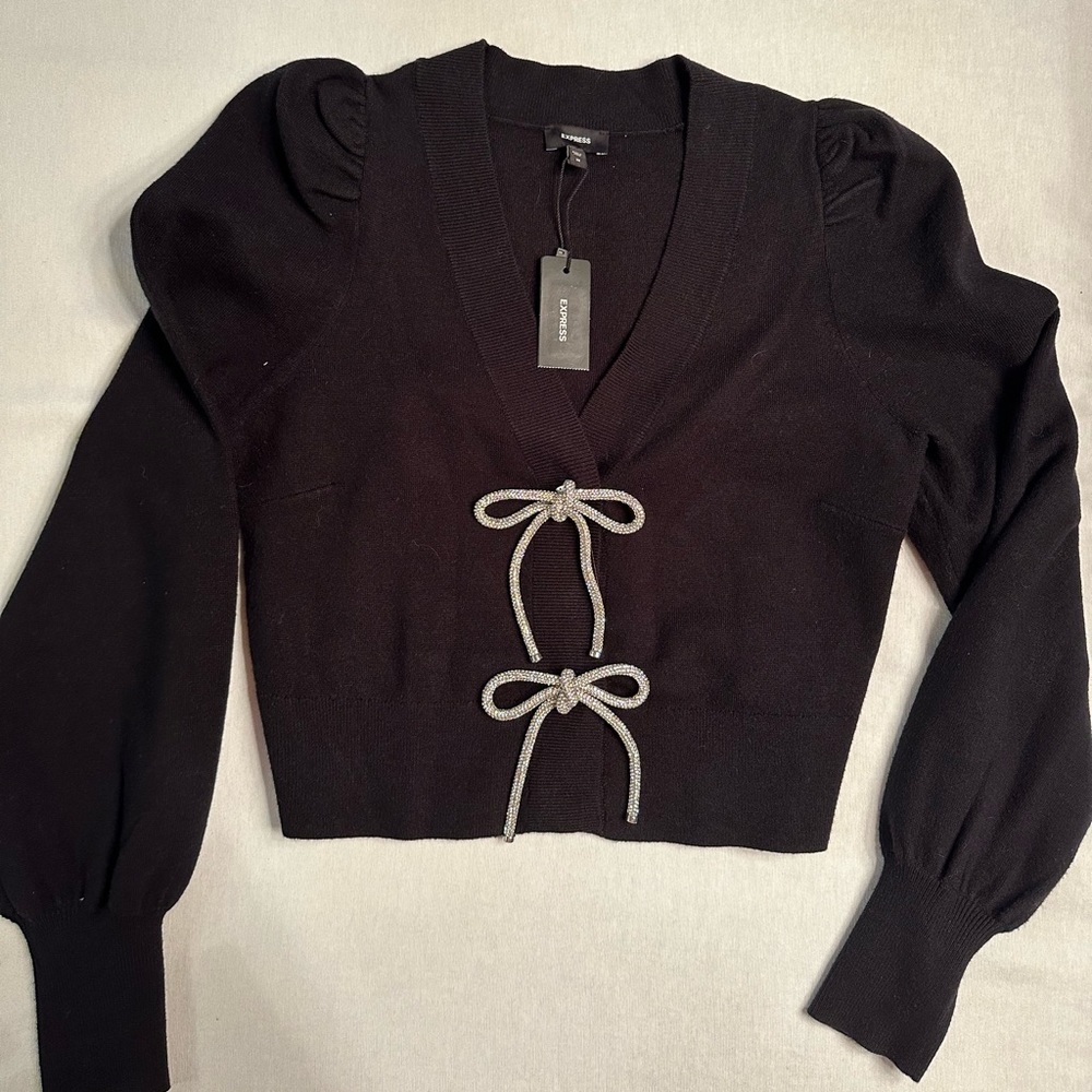 Women Sweater from Express. Cutesy bow details! Black. Size: XS.